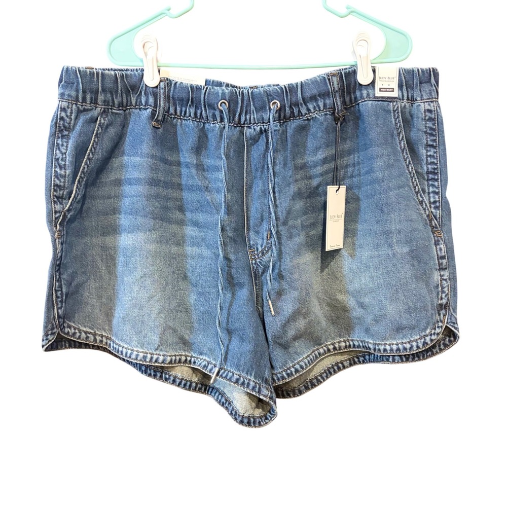 Judy Blue High Waist Baggy Denim Featherweight Boxer Shorts Drawstring 2XL New - Picture 2 of 9